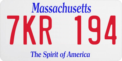MA license plate 7KR194