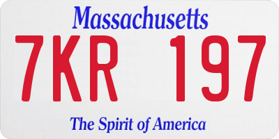 MA license plate 7KR197
