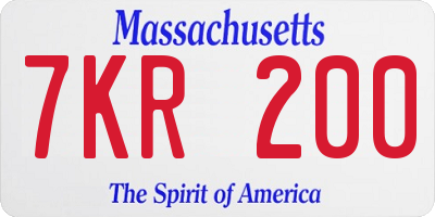 MA license plate 7KR200