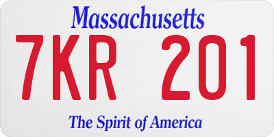 MA license plate 7KR201