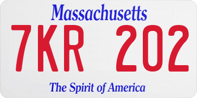 MA license plate 7KR202