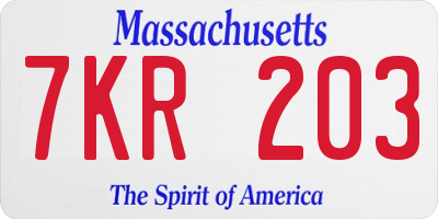 MA license plate 7KR203
