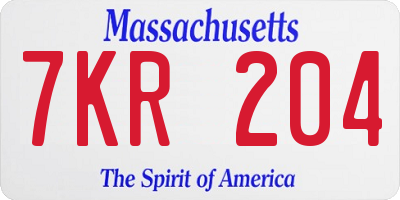 MA license plate 7KR204