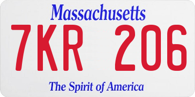 MA license plate 7KR206