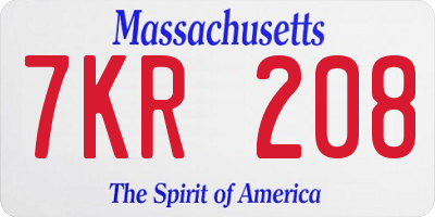 MA license plate 7KR208