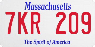 MA license plate 7KR209