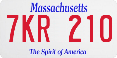 MA license plate 7KR210