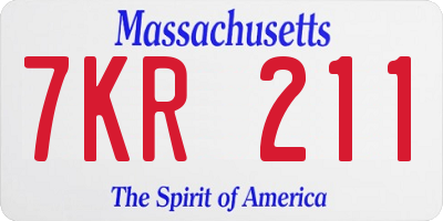 MA license plate 7KR211