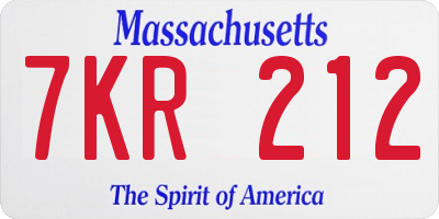 MA license plate 7KR212