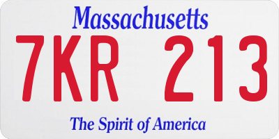 MA license plate 7KR213