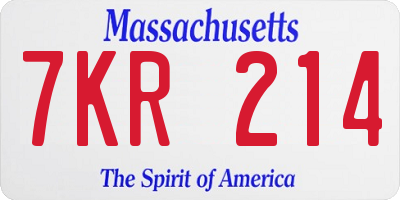 MA license plate 7KR214