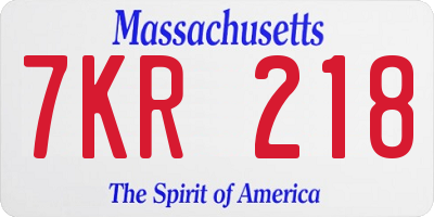 MA license plate 7KR218