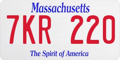 MA license plate 7KR220