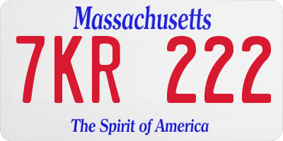 MA license plate 7KR222