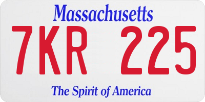 MA license plate 7KR225