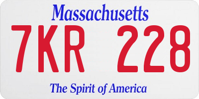 MA license plate 7KR228