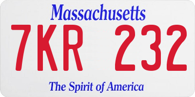 MA license plate 7KR232