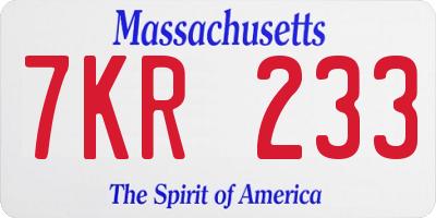 MA license plate 7KR233