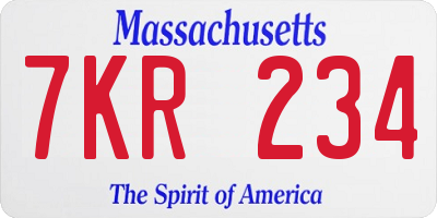MA license plate 7KR234