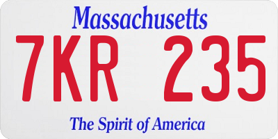 MA license plate 7KR235