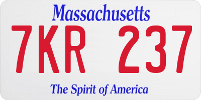 MA license plate 7KR237