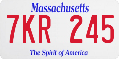 MA license plate 7KR245