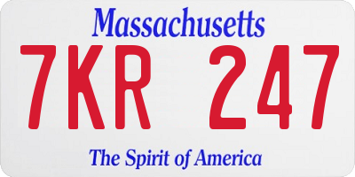 MA license plate 7KR247