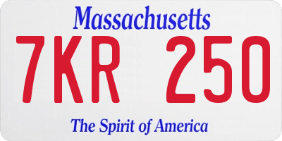 MA license plate 7KR250