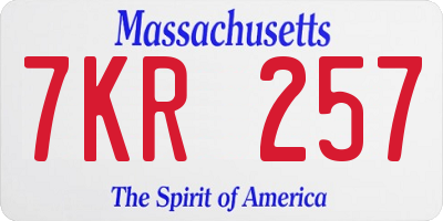 MA license plate 7KR257