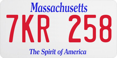 MA license plate 7KR258
