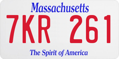 MA license plate 7KR261