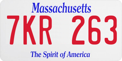 MA license plate 7KR263