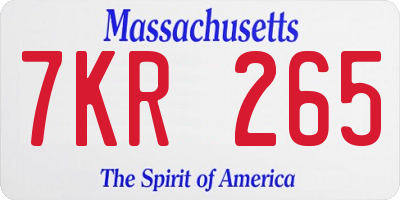 MA license plate 7KR265