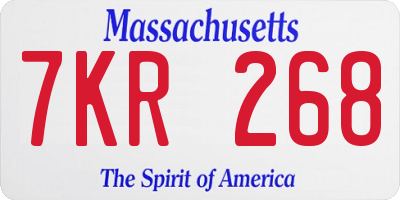 MA license plate 7KR268