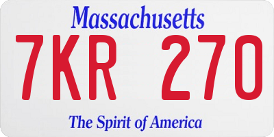 MA license plate 7KR270