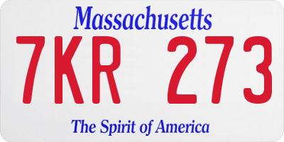 MA license plate 7KR273