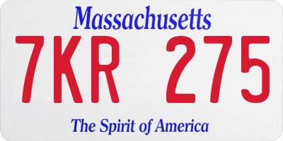 MA license plate 7KR275