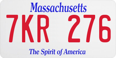 MA license plate 7KR276