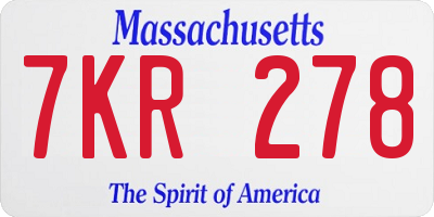 MA license plate 7KR278