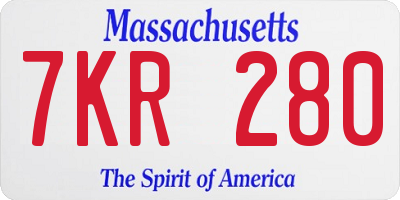 MA license plate 7KR280