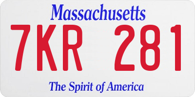 MA license plate 7KR281