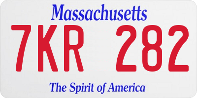 MA license plate 7KR282