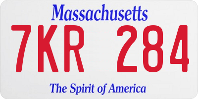 MA license plate 7KR284