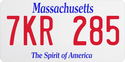 MA license plate 7KR285