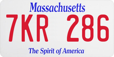 MA license plate 7KR286