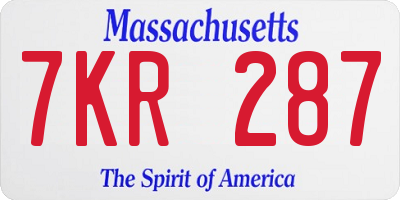 MA license plate 7KR287