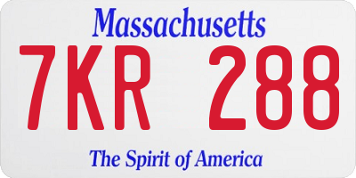MA license plate 7KR288
