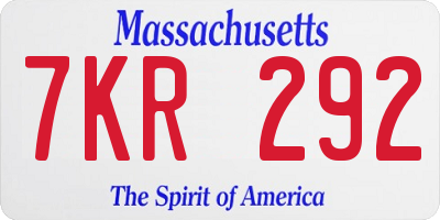 MA license plate 7KR292