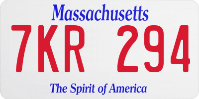 MA license plate 7KR294