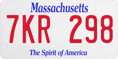 MA license plate 7KR298